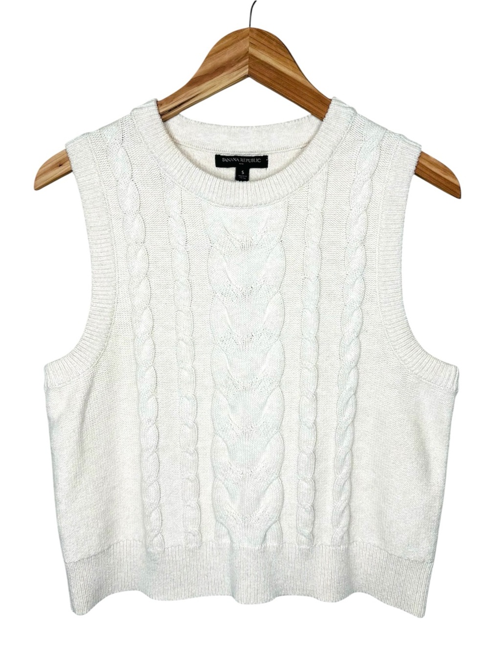 Banana Republic Factory Cream Cable Knit Sweater Vest Size Small Sleeveless
